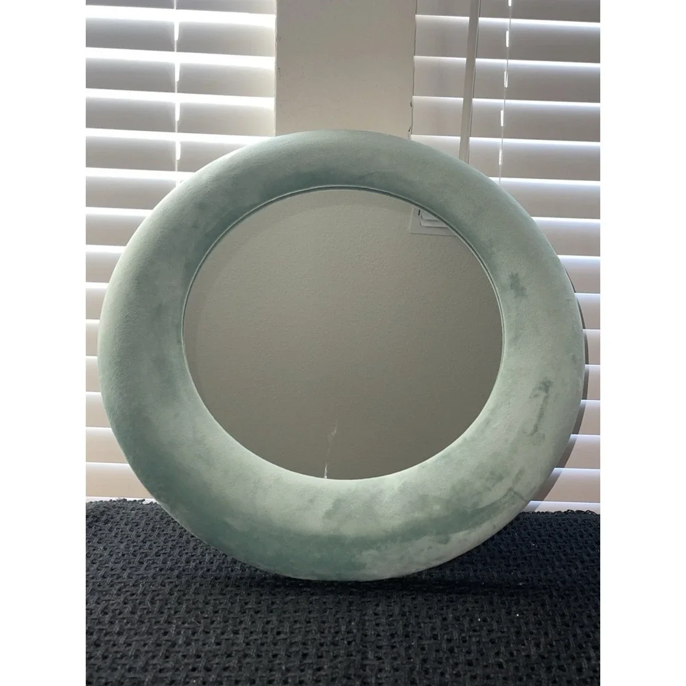 Contemporary Velvet upholstered Round Handmade Wall Accent Mirror‎